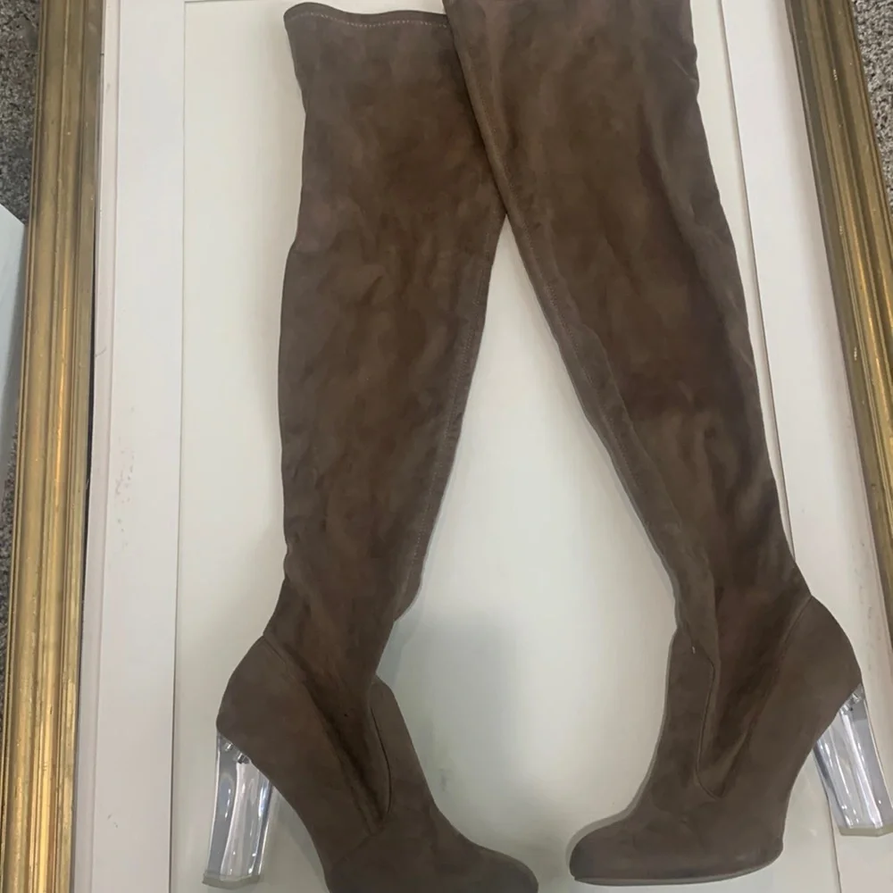 Wild diva over the knee boots size 10 clear heels